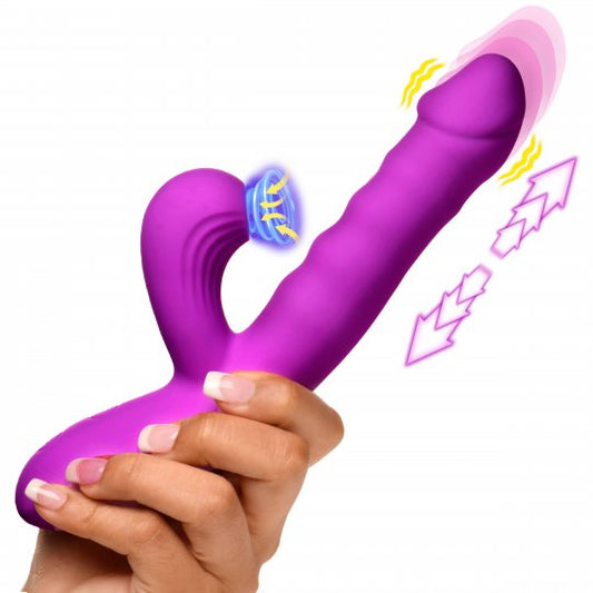 Thrusting and Sucking Silicone Rabbit Vibrator