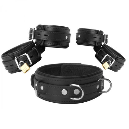 Premium Leather Locking Bondage Kit