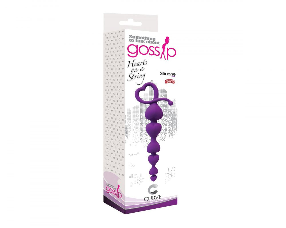 Gossip Hearts on a String Violet Anal Beads