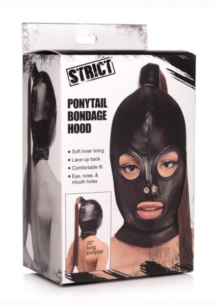 Ponytail Bondage Hood Black