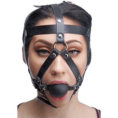 Leather Head Harness with Ball Gag